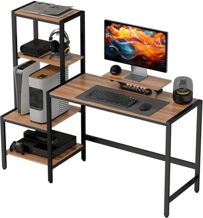 HOMCOM - Computertafel - Spaanplaat - Metaal - Bruin