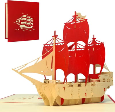 3D Pop-Up Kaart - Wenskaart Vouwkaart - Reis Verrassen - Met Geldvak - A5 formaat - Rood