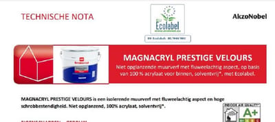 Trimetal Magnacryl Prestige Velours - 10 l - 10 m²/l - Wit - Afwerkingslaag