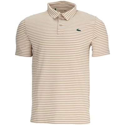Lacoste Heren Gestreepte Ultra Dry Logo Korte Mouwen Polo Shirt (Oranje/Wit)