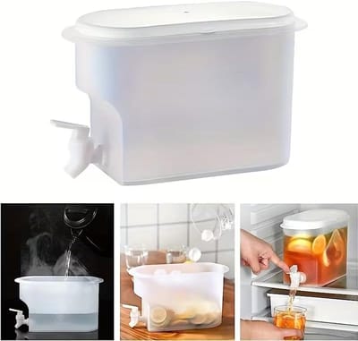 Waterdispenser - Limonadetap met Kraantjer - Drankdispenser met Kraan – 1 Gallon / 3L - Kunststof Koelkast Watertank met Kraan, Fruit- en Citroenkan - Sapdispenser - 18x25x11cm