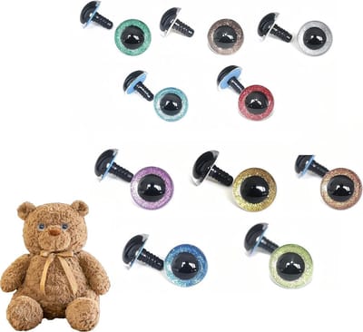 Veiligheidsogen Set - Glitter Oogjes - Poppen Maken - 3D Glitter Effect - 20 Stuks 12-16 mm - Multicolor