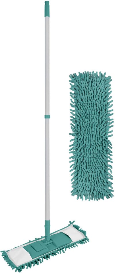 Urban Living vloerwisser microvezel systeem - met steel - verstelbaar - vloertrekker - groen - met 2x dweilen - grote noppen