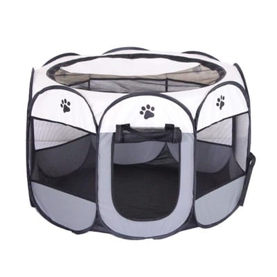 Draagbare Opvouwbare Katten Tipi Kattenhuis Draagbaar Opvouwbaar Buiten Reizen Huisdier Tent Kat/Hond Kooi Eenvoudige Bediening Grote Kat/Hond Omheiningen 73x73x43 gray