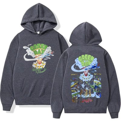 Zeldzame Punk Band Green Day Dookie Hoodie Mannen Klassiek Gotisch Vintage Rock Sweatshirt Heren Hip Hop Oversized Hoodies 90s Streetwear L donkergrijze kleur