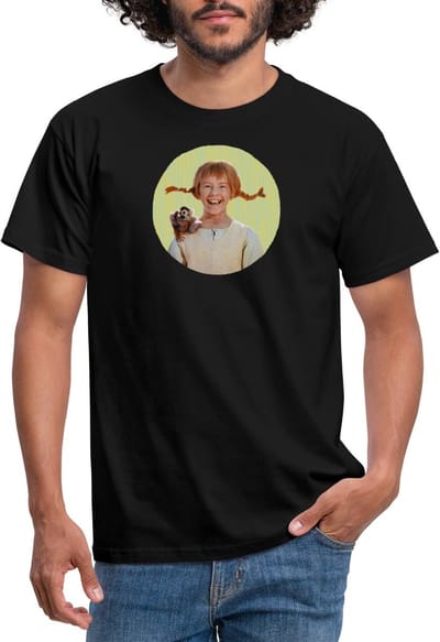 Pippi Langkous Portret Pippi Met Meneer Nilsson T-Shirt Heren