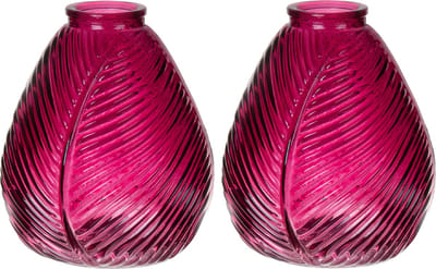 Bellatio Design Bloemenvaas - 2x - paars transparant glas - D14 x H16 cm - vaas