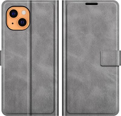 Coverup Hoesje - Geschikt voor iPhone 13 Hoesje - Coverup Deluxe Book Case - Grijs