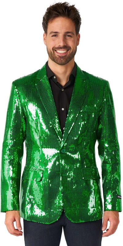 Suitmeister Sequins Groen - Heren Blazer - Kerst - Oud en Nieuw - Glimmende Pailletten - Groen Jasje - Maat S