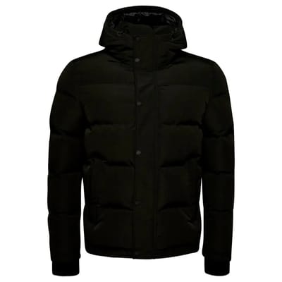 Superdry Everest Short Hooded Puffer Heren Jas - Jet Black - Maat S