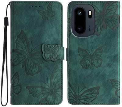 Coverup Hoesje - Geschikt voor OnePlus 15R Hoesje - Coverup Vlinders Book Case - Groen