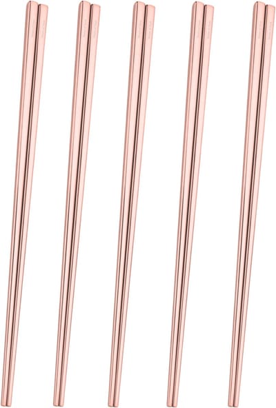 House of Husk Chopsticks Set - Koreaanse Eetstokjes - Vaatwasserbestendig - RVS - 5 Paar - Rose Goud