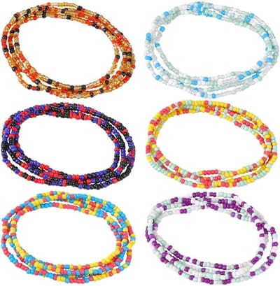 6 stuks Afrikaanse elastische kralen in 6 kleuren voor grootte kleurrijke buikketting van glazen rocailles lichaamsketting rekbare sieraden mode accessoires geschenken