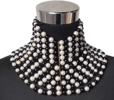 Statement ketting - choker - parelketting / kralenketting - zwart/wit - halsketting - collier - sexy - elegant - nekketting - sieraad - lichaamsdecoratie - parelketting