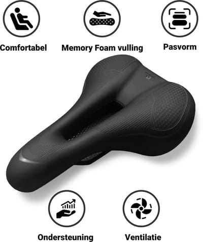 Fietszadel voor Dames en Heren Sport Comfortabel Gel Zadel - Unisex - Sport Design - Zwart - MTB en Race geschikt by PS