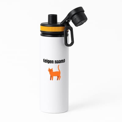 Hacebo® - kat met eigen naam waterfles met draaidop oranje - Katten - katten liefhebbers - iemand die houdt van katten - verjaardag - cadeau - kado - water fles - 850ML