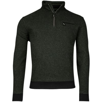 Baileys Trui Half Zip 2-Tone Jacquard Doubleface Interlock Sweat Donker Groen / male