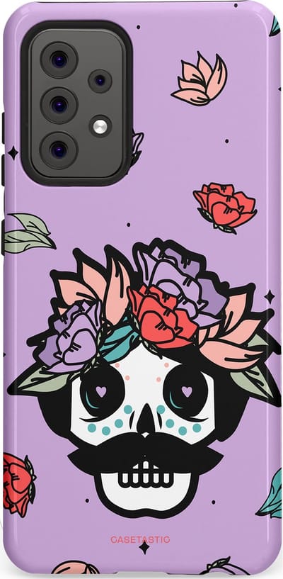 Casetastic Hoesje Geschikt voor Samsung A52 (4G/5G/s) - Stijlvolle Beschermende Duo-layer Case - Schedel Snor