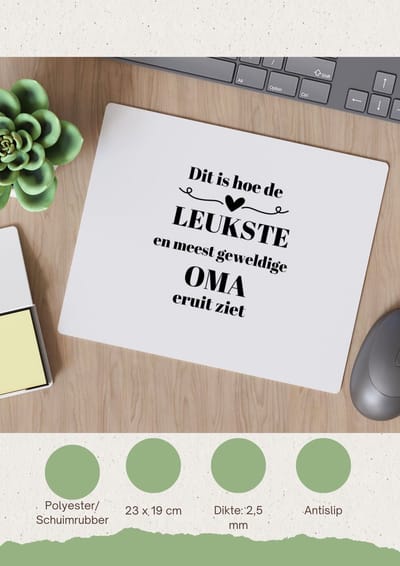 Akyol - dit is hoe de leukste en meest geweldige oma eruit ziet Muismat - Oma - meest leukste oma - verjaardag - cadeautje voor oma - oma artikelen - kado - geschenk - 23 bij 19 cm