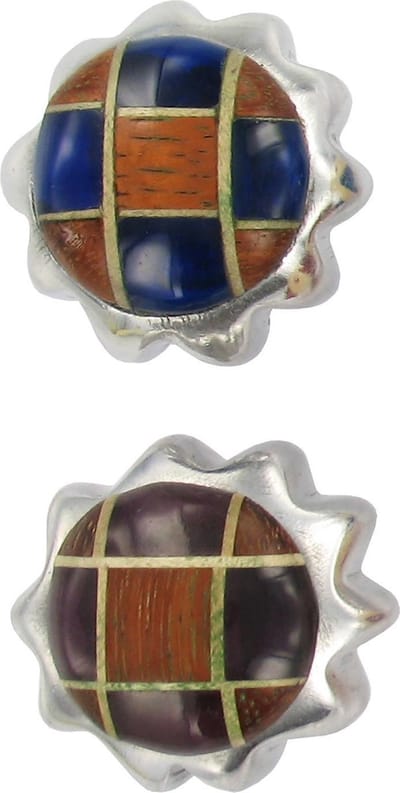 Decoratieve aluminium / houten meubelknoppen, 2 stuks, bloem, aubergine / blauw
