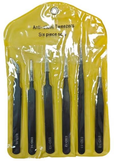 TLVX Precisie Pincet Set 6 stuks - RVS Zwart - Antistatisch - Roestvrijstaal - Reparatie Tool voor Printplaat - Ipad - Mobiele Telefoon - Iphone - Samsung - Computer - Elektronica - Sieraden - Hobby - Splinter - Horloge Repair - Kleine Mini Pincet