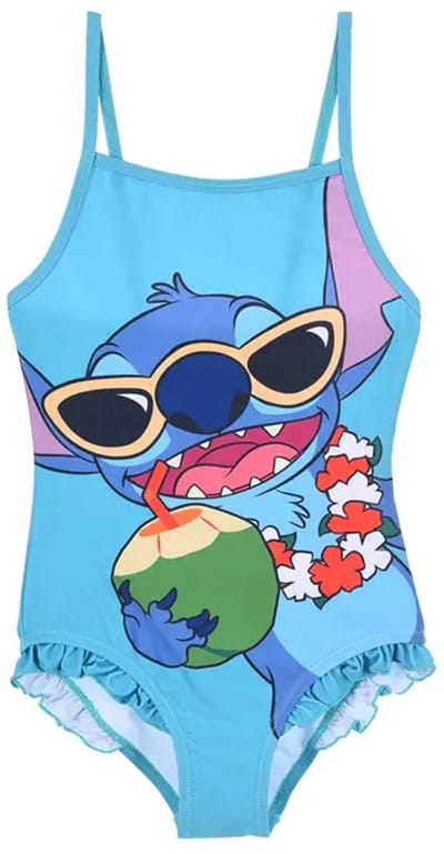 Disney Stitch Badpak Meisjes – Blauw – Ruffle Details – Maten 98 – Officiële licentie