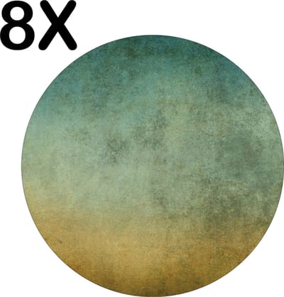 Luxe Ronde Placemat - Blauw met Beige Muur - Achtergrond - Set van 8 Placemats - 50x50 cm - 2 mm dik Vinyl - Anti Slip - Afneembaar