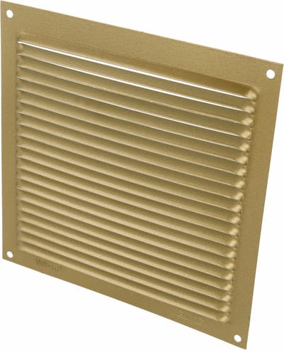 AMIG Ventilatierooster/muurrooster - 170 x 170mm - aluminium - goud - schoepenrooster