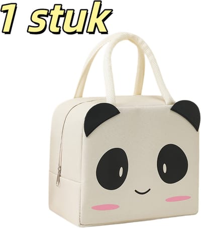 1 stuk - Lunchtas - Waterdichte, geïsoleerde tas - Koeltas - Verdikte aluminiumfolie - Lunchtas - Geschikt voor kantoorpersoneel dat zijn eigen lunch meeneemt - 22,5*10*20 cm - Zwart en wit