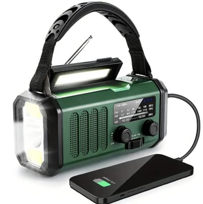 LMK Noodradio AM/FM met 10000 mAh Powerbank – Oplaadbaar & Handslinger – Zaklamp – NOAA Weerradio – USB Opladen