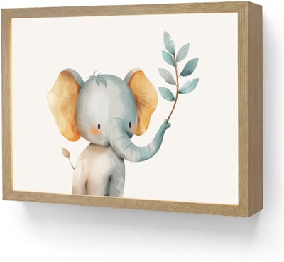 Nachtlampje 40x30 cm - Kinder lamp - Olifant - Dier - Pastel kleuren - Tafellamp kinderkamer draadloos - Slaapkamer lampje - Bedlamp kinderen - Kinderlampje - Wandlamp babykamer - Nachtlampjes