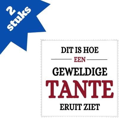 Akyol - geweldige tante brillendoekjes - Tante - liefste tante - verjaardagscadeau - verjaardag - cadeau voor tante - kado - 17,8 bij 17,8 cm - 2 stuks