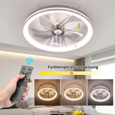 Seth Select LED-plafondlamp met ventilator - 46W ronde stille plafondventilator met verlichting - Plafondventilator - 48 cm