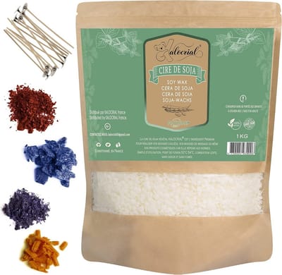 Sojawas voor kaarsen en cosmetica - 1 kg natuurlijke wax met kleurstoffen en e-book