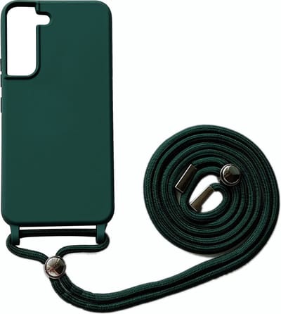 Casemania Hoesje Geschikt voor Samsung Galaxy S22 Plus - Groen - Siliconen Back Cover met Koord - Telefoonhoesje met Koord - Crossbody Lanyard Cord Case
