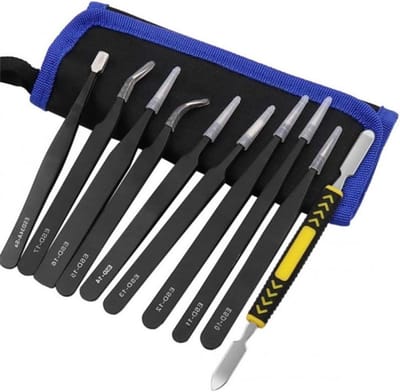 Pincet Set - Precisie Tangen - Elektronica Reparatie - Antistatische Coating - 10 Stuks - Zilver