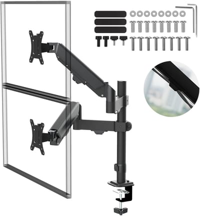 Maclean MC-136 - Monitorhouder - Houder voor 2 monitoren - 17-32'' - tot 10kg - Gasveren - Zwart