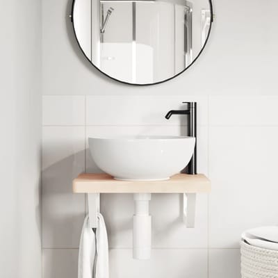 vidaXL - Badkamer - wandschap - staal - en - massief - beukenhout