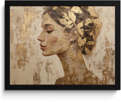 Poster in lijst - Fotolijst 40x30 cm - Posters - Vrouw - Goud - Abstract - Textuur - Posterlijst zwart - Decoratie - Wanddecoratie woonkamer - Muurdecoratie slaapkamer