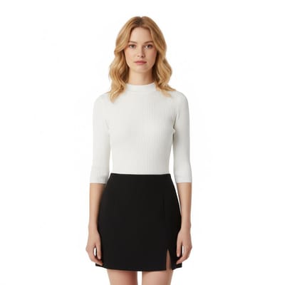 Topje wit Gebreid - Shirt - Truitje - Ribbels - Gebreid - Dames - Maat S M L