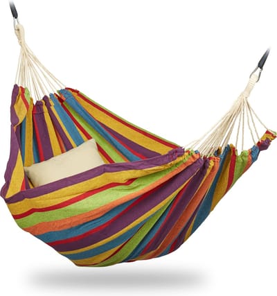 Hangmat katoen - 150 x 190 cm - met bevestigingsset - tot 300 kg