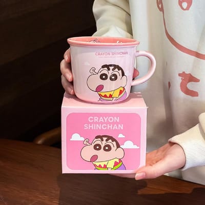 Crayon Shin China Mok Meisje Schattig Koppel Waterbeker Huishouden Ontbijt Keramische Koffiemok Verjaardagscadeau 340ML