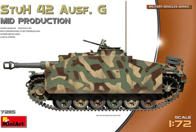 MiniArt Modelbouwpakket Auto - 72115 Sturmgeschütz III - StuH 42 Ausf. G - Mid Productie - Tank Plastic - 1:72 - Modelbouw