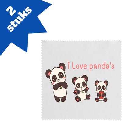 Akyol - i love panda's brillendoekjes - Panda - dieren liefhebbers - leuke cadeau voor iemand die van houdt van panda's - verjaardagscadeau - kado - gift - 17,8 bij 17,8 cm - 2 stuks