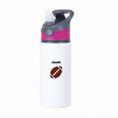 Hacebo® - american football met je eigen naam waterfles met rietje roze - sport liefhebbers - NFL - verjaardag - verjaardagscadeau - mensen die houden van american football - cadeau - kado - geschenk - gift - water fles - 650ML