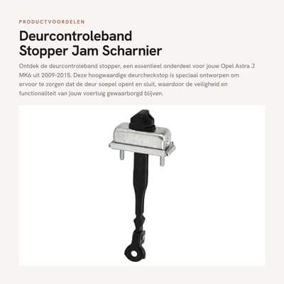 Dailygoods- Deurcontroleband Zwart/Zilver - Deurstopper - Deurbuffer - Deurvastzetter - Compatibel met Opel Astra J MK6 2009-2015 - Duurzaam materiaal