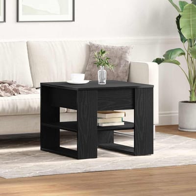 vidaXL - Salontafel - Zwart - Eiken - 55,5 - x - 55 - x - 45 - cm - Bewerkt - hout