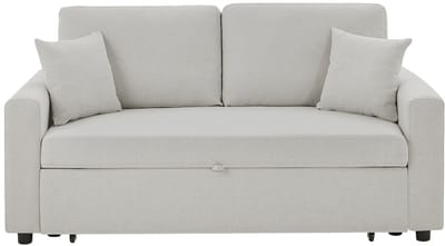 Vente-unique Driezits slaapbank in beige stof INIZOR