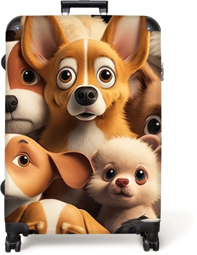 NoBoringSuitcases.com® - Koffer groot - Reiskoffer lichtgewicht - Honden - Dieren - Bruin - Zwart - Patronen - Kind - Rolkoffer met 4 wielen - Grote trolley XL - 98 liter bagage