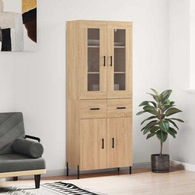 vidaXL - Hoge - kast - 69,5x34x180 - cm - bewerkt - hout - sonoma - eikenkleurig